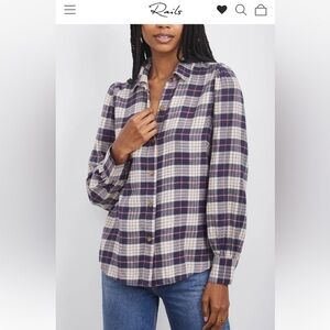 Rails Women's Plaid Angelica Button-Up Shirt - almond, pink, navy. Size Medium.
